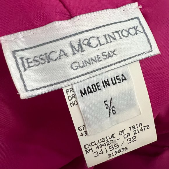 GUNNE SAX Jessica McClintock Vintage Hot Pink Barbie Core Prom Dress 5/6 - Picture 6 of 11